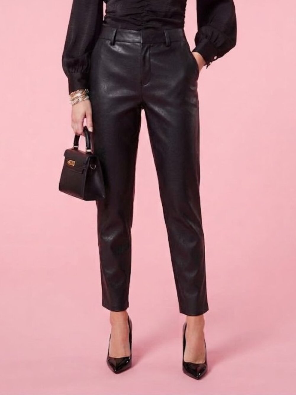 Simons Black Faux Leather Pants